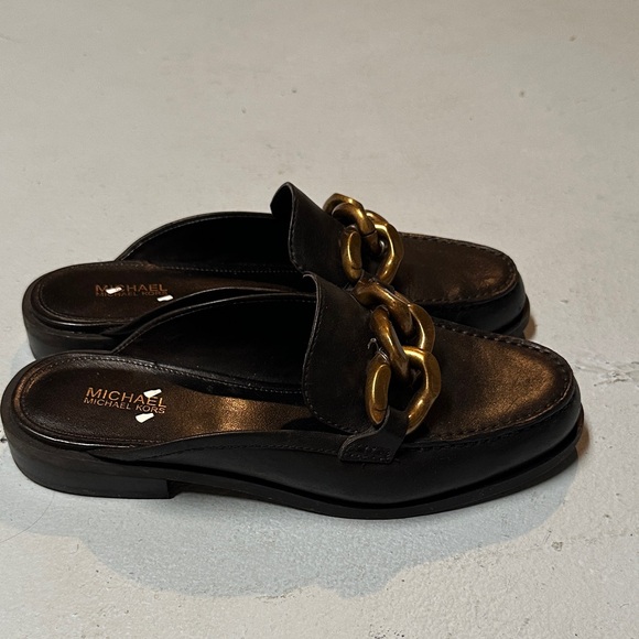 Michael Kors Black Loafers with Gold Chain - Picture 2 of 5